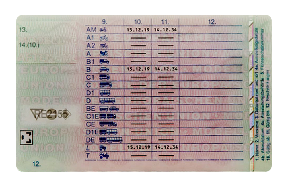 German Driving License Back