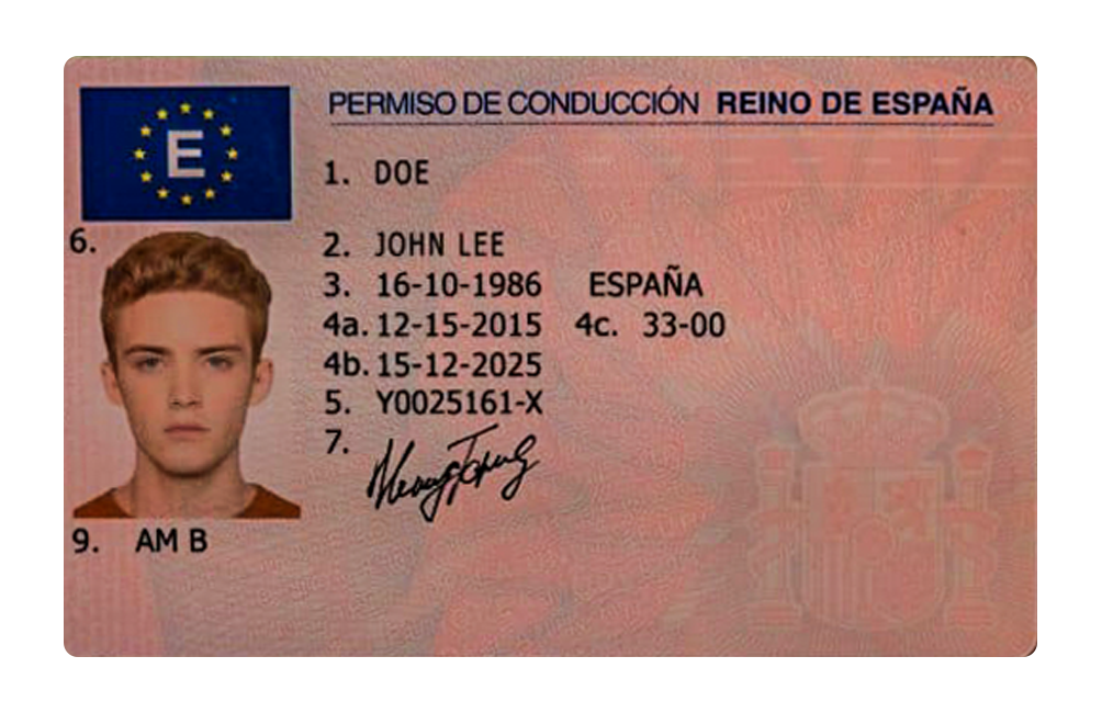 Spanish Driving License Front