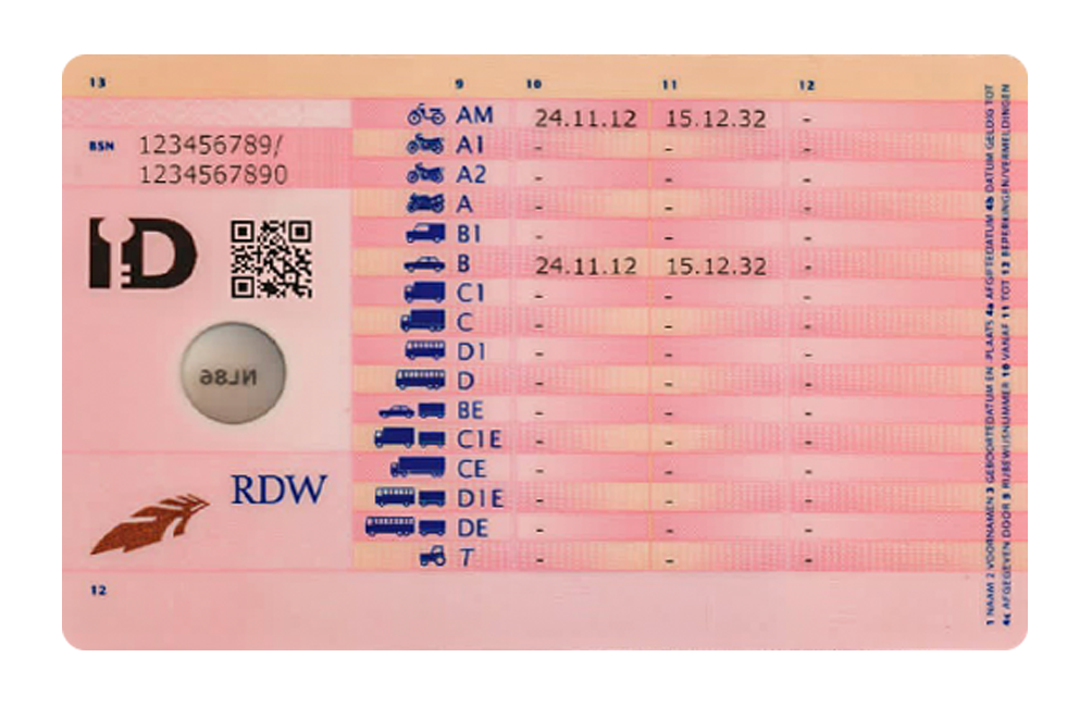 Dutch Driving License Back